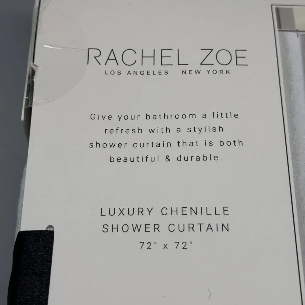 Rachel Zoe Lux White Silver Chenille SHOWER CURTAIN Holidays Christmas Elegant